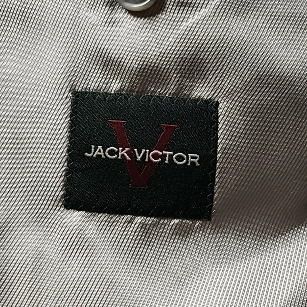 Jack Victor Suit Jacket Mens 46 Short Gray Wool Pinstripe 2 Button Notch Lapel